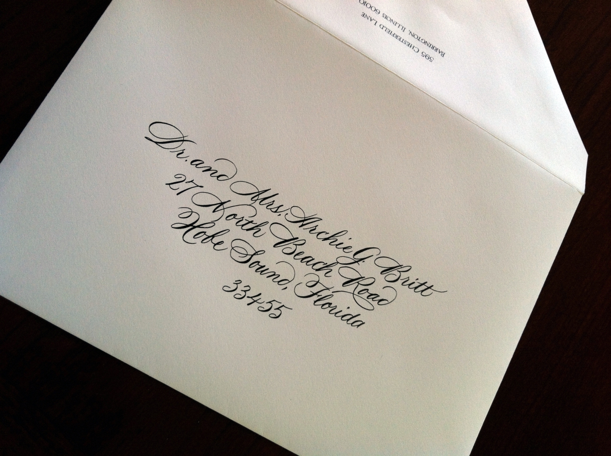 Wedding Invitation Calligraphy, Chicago Calligrapher